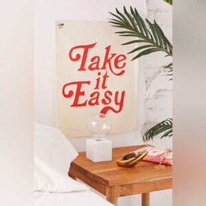 Urban Outfitters “Take it Easy” Cream Canvas Tapestry Banner Boho Room Decor